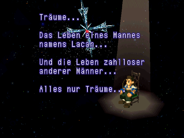 Szene vom Beginn der Disc 2: Träume... Das Leben eines Mannes namens Lacan... Und die Leben zahlloser anderer Männer... Alles nur Träume...