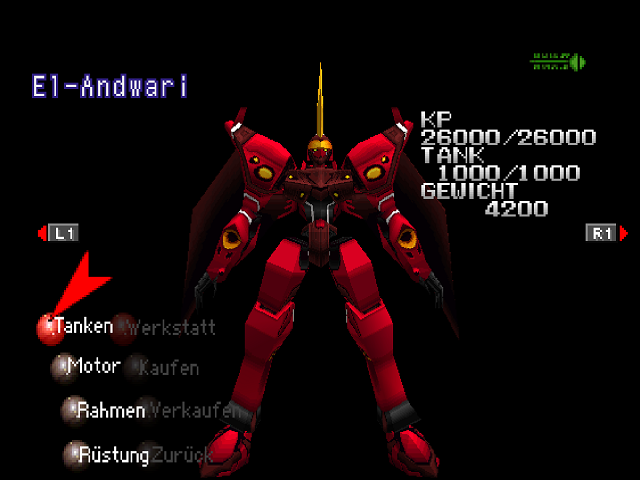 Screenshot vom Gear-Werkstattmenü mit El-Andwari