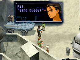 Fei and Citan talk about a sand buggy