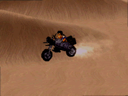 Fei on a motorcycle in the desert of Aveh