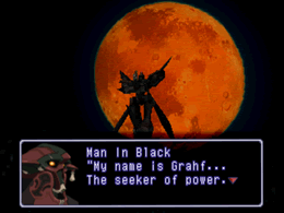 Grahf, the Seeker of Power, stands before an ominous moon
