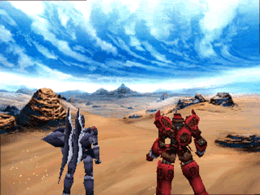 Fei and Bart escape the underground cavern and gaze towards Bledavik, the capital of Aveh, in the distance