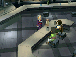 Bart's butler Maison offers tea to Fei and Citan while telling stories
