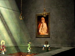 Fei, Citan and Bart admire the painting of Sophia, the Nisan Sect's founder