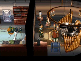 Rico falls from the ceiling in Sigmund's room while Sigmund is having a conversation with Fei