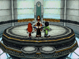 Fei, Elly and Citan before Queen Zephyr of Shevat