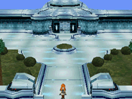 Elly at the entrance of her family estate