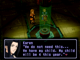 Miang, inhabiting the body of Fei's mother Karen, tells Krelian that they don't need Ramsus ("this") because they have Fei ("my child")