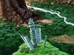 The remains of Kadmony during the ending scene